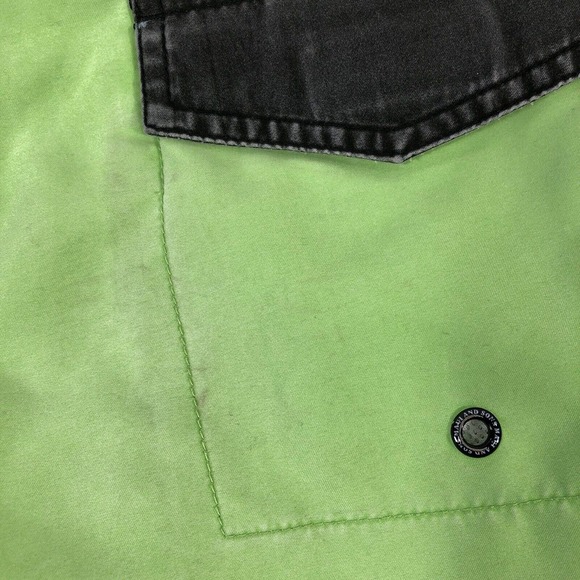 Men's MAUI & SONS Board Shorts Size 28 Swim Trunks Drawstring Tie Green Swimming - Picture 10 of 12